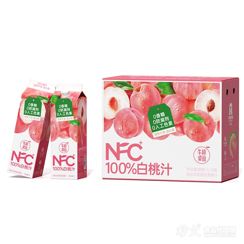 牛顿果园NFC100%白桃汁1Lx8盒