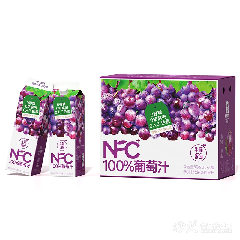 牛顿果园NFC100%葡萄汁1Lx8盒