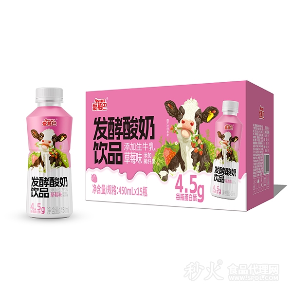 爱慕巴发酵酸奶饮品（草莓味）450mL×15瓶