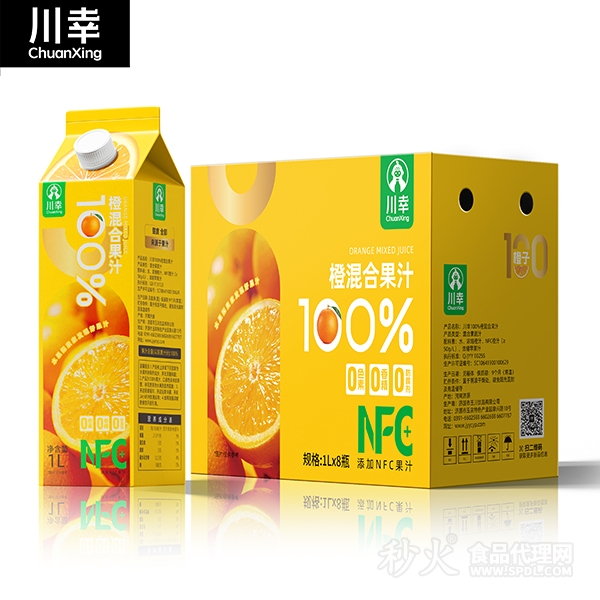 川幸NFC100%橙复合果汁1Lx8瓶