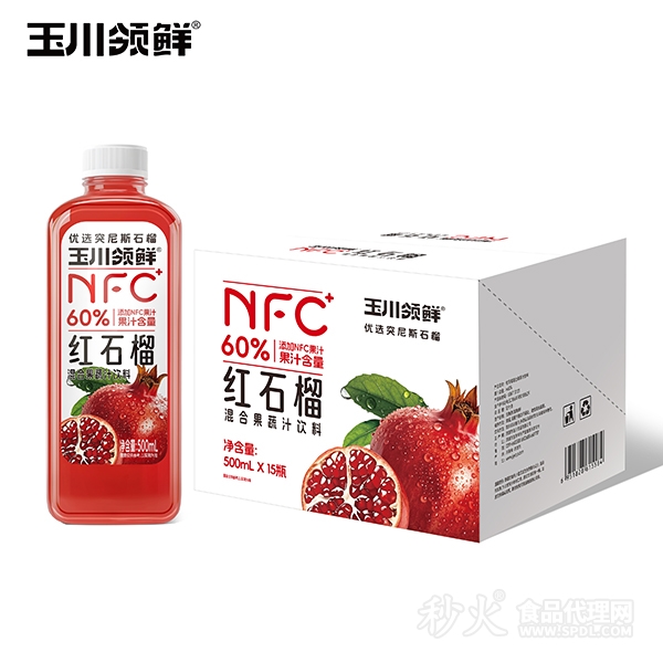 玉川领鲜NFC60%红石榴复合果汁饮品500mlx15瓶