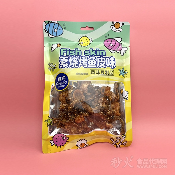 启巧素烧烤鱼皮味80克