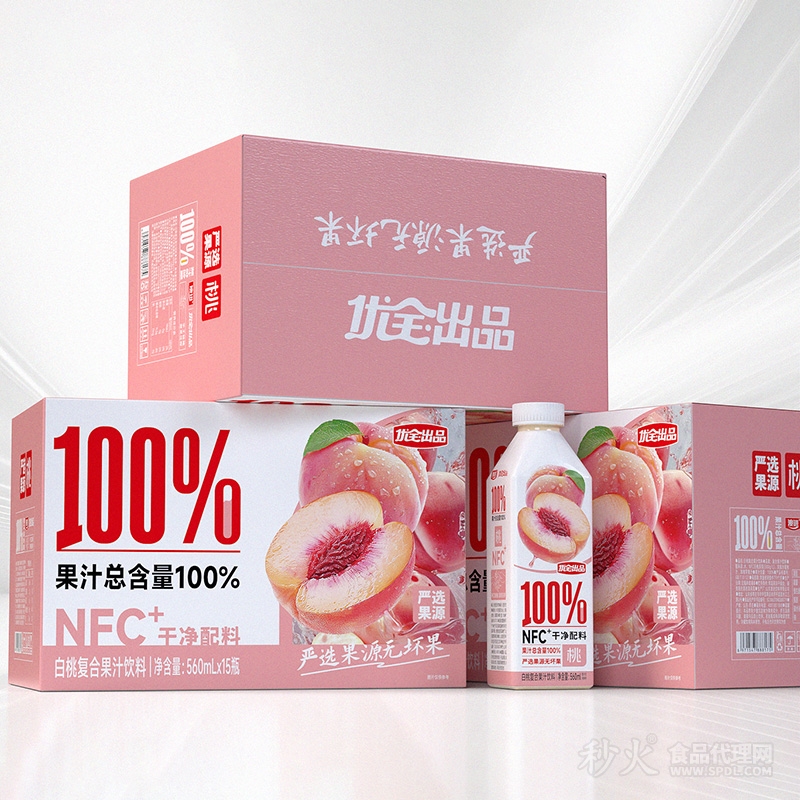 优全出品100%白桃复合果汁饮料560mlx15瓶