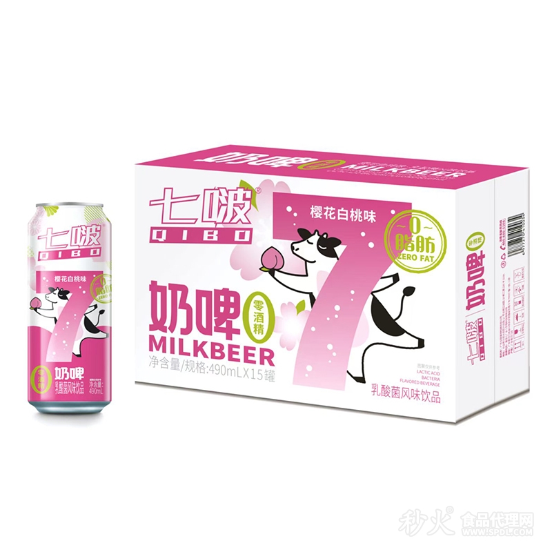 七波奶啤樱花白桃风味饮品490mlx15罐