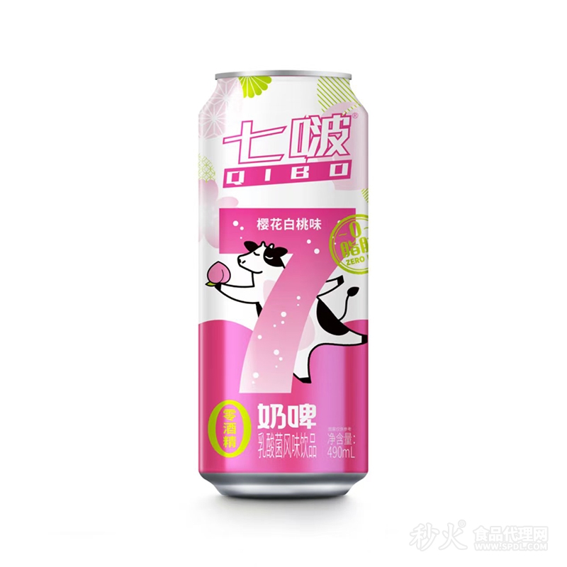 七波奶啤樱花白桃风味饮品490ml